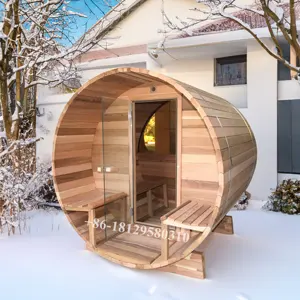 Fabrik Großhandel Holz Kanadische Zeder Fass 3 Personen Holz Garten Dampf Sauna Zimmer Outdoor Fass Sauna Mit Elektroherd