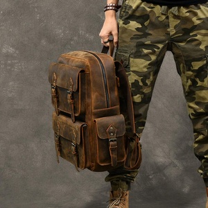 Túi Da Chính Hãng Ba Lô Máy Tính Xách Tay Vintage Đàn Ông Rucksack S Satchel Messenger Mới Thực Sự Du Lịch Nam Vai Lớn DRE-0002 - Product Image 5