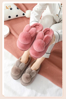 Pantoufles en coton pour femmes en hiver à semelles épaisses antidérapantes en peluche tridimensionnelle chaudes et confortables pour l'intérieur mignon