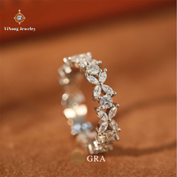 Bague pour femme en argent 925 avec moissanite originale brillante de 1 carat, taille brillant, forme goutte d'eau, motif trèfle à quatre feuilles, sertissage à griffes romantique