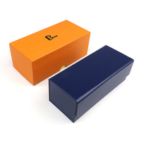 Ensemble de boîtes à lunettes en cuir de luxe avec couvercle rabattable, logo personnalisé, boîte de rangement rigide haut de gamme pour lunettes de soleil avec kit d'emballage cadeau