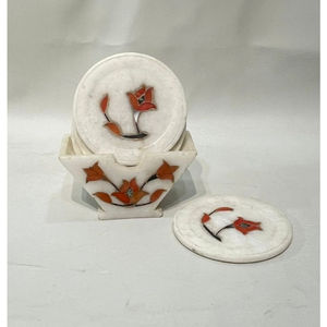 Sous-verres à thé sont un mélange de bois et de marbre offrant à la fois style et prix de gros. - Product Image 2