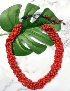 Nuovo arrivato Samoan rosso fortunato seme Ula Lopa collana fatta a mano personalizzabile Aloha Outlet Leis per regali festivi da uomo e da donna