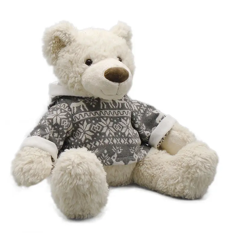 Brinquedo recheado personalizado do urso branco do luxuoso do brinquedo animal com revestimento da malha para o presente