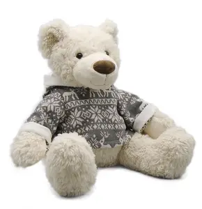 Custom Stuffed Animal Toy Plush white bear toy with knit coat for gift