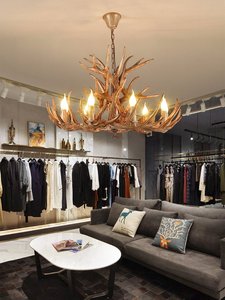 Lampu Gantung Chandelier Antler Retro Amerika Nordik Gaya Bar Lampu Gantung Tanduk Rusa Kamar Tidur Lampu LED - Product Image 3