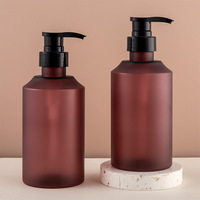 200ml 500ml Ambre Brun Givré Mat Soins De La Peau Lavage Des Mains Shampooing Personnalisé Rechargeable PET Bouteille En Plastique