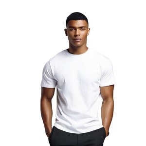 Maglietta oversize in <span class=keywords><strong>maglia</strong></span> tinta unita stampata con Logo personalizzato da <span class=keywords><strong>uomo</strong></span> con vestibilità regolare a manica corta in misto bambù - Product Image 1