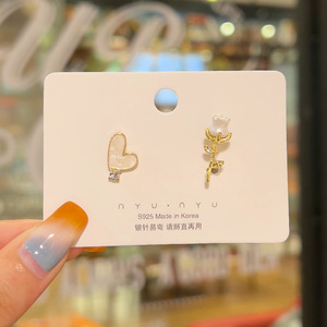 Pendientes de flores verdes lirio de los valles pendientes de perlas de tulipán mujer aguja de plata acrílico Joker pendientes al por mayor - Product Image 6