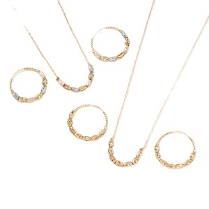 ชุดเครื่องประดับเจ้าสาวแบบปากีสถานประดับลูกปัดระยิบระยับ 3 สีจาก Kinnear Wholesale ต่างหูแบบห่วงสีชมพูและสีเงินพร้อมสร้อยคอสำหรับผู้หญิง - Product Image 6