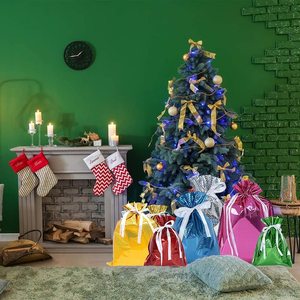 Sacs d'emballage en feuille <span class=keywords><strong>de</strong></span> Noël Joyeux Noël Cadeau Sacs en plastique Sacs à cordon pour emballage - Product Image 6