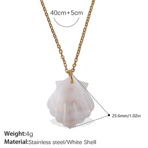 Verano Acero inoxidable chapado en oro océano serie Animal joyería DIY Concha tortuga pulpo blanco <span class=keywords><strong>Shell</strong></span> colgante collar - Product Image 6