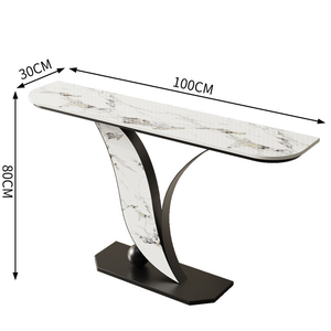 Table d'entrée, meuble d'entrée, étagère d'entrée de luxe haut de gamme en dalle de roche, style moderne et épuré pour salon - Product Image 4