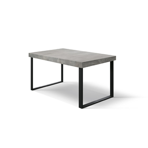 <b>Extendable</b> Concrete Gray Dining <b>Table</b> 140x90 Metal U-Shaped <b>Legs</b> Internal Use - Product Image 1