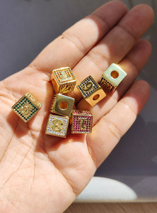 Zircon ทองเหลืองสำหรับเด็กหนึ่งสองสามสี่ห้าหกแปดเก้าศูนย์จำนวนลูกบาศก์บล็อกเครื่องประดับแฟชั่นจี้เสน่ห์ - Product Image 2