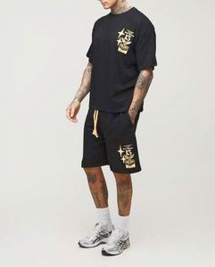 เสื้อยืดคอกลมผ้าฝ้ายพิมพ์ลายสไตล์ลำลองสำหรับฤดูร้อน สีดำ ระบายอากาศได้ดี เนื้อผ้าหนา ทรงหลวม  สำหรับผู้ชายรูปร่างสูง  แบบไร้ตะเข็บ - Product Image 4