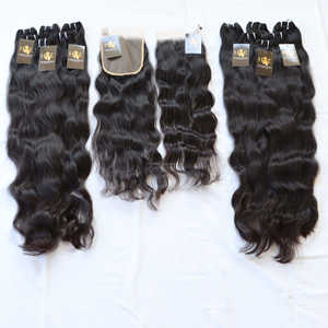 Mèches naturelles indiennes, cheveux lisses, non traités, avec Lace Closure Hd, Deep Wave, Body Wave - Product Image 2