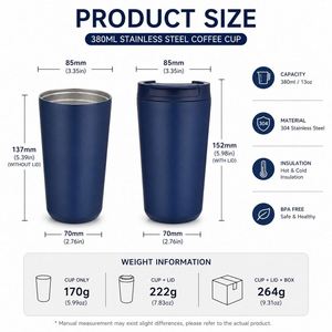 Custom Logo 304 Stainless Steel 380Ml Vacuum Reusable Cup Insulated Coffee Travel Mug Leak Proof Tumbler - Product Image 3