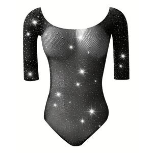 Body Sexy GYQ a Maniche Lunghe con Spalle Scoperte e Strass, Lingerie Trasparente in Rete Glitterata per Donne - Product Image 2