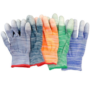 ถุงมือไนลอนเคลือบ PU ลายทาง 13 เย็บตะเข็บ ความยาวข้อมือ สำหรับโรงงานอิเล็กทรอนิกส์และโรงงานบรรจุภัณฑ์ - Product Image 1