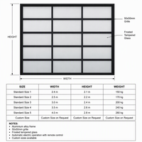 Porte de garage sectionnelle automatique à vue complète en verre trempé dépoli avec cadre en alliage d'aluminium, taille personnalisée, pour villa moderne