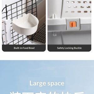 Jaula de Transporte para Mascotas, Cumple con la Normativa <span class=keywords><strong>IATA</strong></span>, Portátil, Rígida, de Polipropileno, para Viajes de Gatos y Perros Pequeños y Medianos - Product Image 4