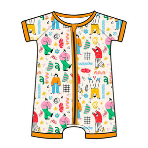 Personnalisé <span class=keywords><strong>Surf</strong></span> Plage Motif Infantile Combinaisons Vêtements Pyjamas Bio Bambou Viscose Bébé À Manches Courtes Barboteuses Filles Pyjamas - Product Image 5