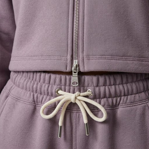 OEM Heavyweight Cotton Women Custom Logo Two Piece <b>Set</b> Luxury Lounge Wear Dusty Zip Up Hoodie and Wide Leg Baggy Sweatpants <b>Set</b> - Product Image 3