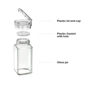 ソルトシェーカースパイスジャーガラスプラスチックスパイスジャーガラス瓶蓋付き収納ボトル