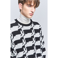Benutzer definierte OEM & ODM Vintage geometrische Muster Jacquard Langarm Strick pullover Männer Pullover Männer Mode Pullover