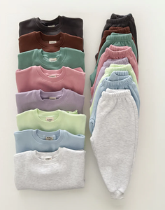 Базовый осенне-зимний комплект оверсайз унисекс для малышей: французский махровый спортивный костюм из 2 предметов, комплект для детей - Product Image 4