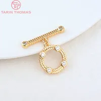 Fermoirs à bascule en laiton plaqué or 24 carats avec incrustations de zircones cubiques en forme d'étoile, de cœur et de fleur pour colliers et bracelets - Vente en gros