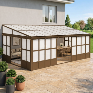 Solárium Exterior Domi de 12x20 Pies, Montado en Pared, con Techo de Policarbonato y Puertas Corredizas con Cerradura - Product Image 3