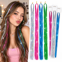 Extensions de cheveux en tinsel de 47 pouces, fils capillaires scintillants colorés pour femmes, enfants, filles, fêtes, festivals, tresses, accessoires capillaires DIY