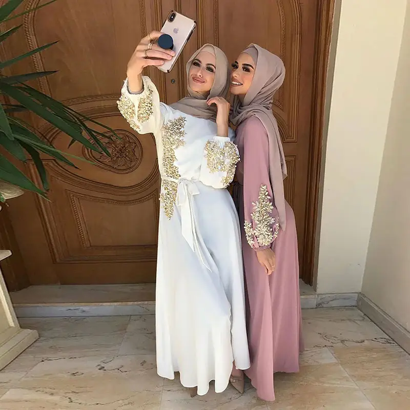Pakaian Islami Baru Musim Panas Wanita Abaya Wanita Bordir Gaun Muslim Tradisional Jubah Panjang Jilbab Jilbab Jilbab Jilbab