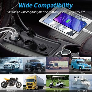 <span class=keywords><strong>Presa</strong></span> accendisigari per barca marina <span class=keywords><strong>12</strong></span> V 3 in 1 impermeabile per auto Dual QC3.0 pannello di uscita USB <span class=keywords><strong>12</strong></span> <span class=keywords><strong>Volt</strong></span> <span class=keywords><strong>presa</strong></span> di alimentazione per camper Display a LED - Product Image 4
