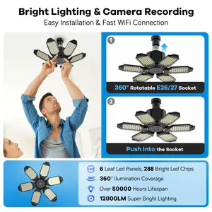 Không dây trong nhà đèn tầm nhìn ban đêm 360 độ <span class=keywords><strong>IP</strong></span> 3MP Home an ninh CCTV WIFI bóng đèn PTZ Hệ thống <span class=keywords><strong>camera</strong></span> hai cách âm thanh máy ảnh - Product Image 4