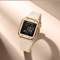 NAVIFORCE Jam Tangan Digital Multifungsi Jam Tangan Modis Wanita Tampilan Waktu Tanggal Minggu Tali Silikon Jam Tangan Wanita Tahan Air