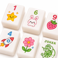 Juego de Mahjong Infantil Personalizado con Diseño Divertido, Bloques de Acrílico con Temática de Doodle, con Caja de Regalo