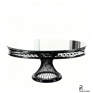 Thép không gỉ màu đen sang trọng vòng bàn ăn với Kính hàng đầu cho các sự kiện - Product Image 2