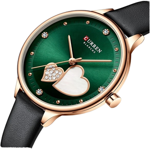 For 9077 Luxury Fashion Women's Watch Leather Strap Crystal Waterproof Quartz Movement Stainless Steel <b>Case</b> 3BAR Water - Product Image 1