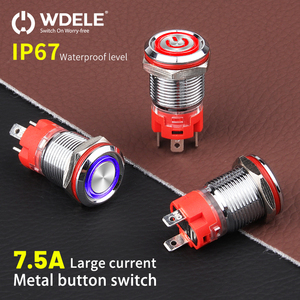 Interruptor de botón pulsador de Metal de 12mm 5-120V Bloqueo LED/Reinicio Interruptores de botón pulsador Lámpara de anillo/Símbolo de alimentación LED - Product Image 2