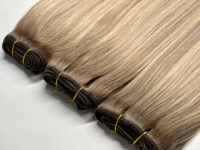 Extensions de cheveux humains russes Remy non traités en gros, trame de cheveux sans couture, fines, invisibles, à pointes épaisses, double trame