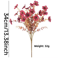 Bunga Buatan Bunga Musim Gugur Eucalyptus Coklat Violet Buket Bunga Kain Plastik Dekorasi Pernikahan Ornamen Tanaman Alami