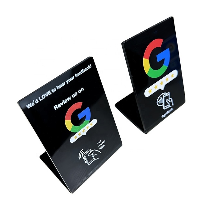 Custom NFC Stand Display Printed Qr Code Acrylic for google Review Restaurant Menu Social Media