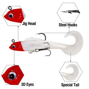 Groothandel 9Cm 9.5G Kunstmatig Zacht Plastic Visaas, Lood <span class=keywords><strong>Jig</strong></span> Hoofd Kunstaas Drievoudige Haak Lokken - Product Image 4