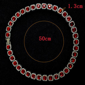 2024 ההיפ הופ החדש שרשרת רובי מרובע גברים סביב piplum rhinestone אופנה שרשרת הקובה נשים - Product Image 5