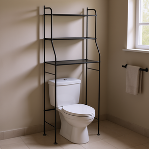 Estante de baño de 3 niveles sobre el inodoro, estante de almacenamiento de metal, ahorrador de espacio independiente, negro, 18 pulgadas de ancho - Product Image 2