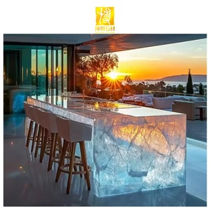 Boton đá sang trọng hiện đại mờ màu xanh <span class=keywords><strong>Onyx</strong></span> Nhà Bếp bàn quartzit Backlit tường Bảng điều khiển phiến đá cẩm thạch - Product Image 2