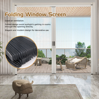 Moustiquaire pliante en polyester noir/gris pour fenêtre, anti-insectes, type accordéon, pour ventilation